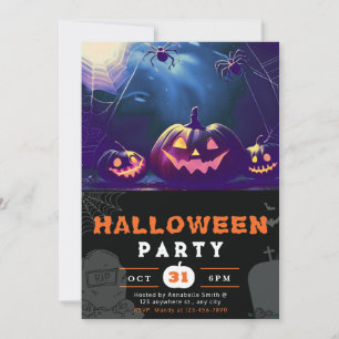 Invitation Pleine lune à lanterne Jack-O' effrayant Halloween