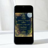 Invitation Pleine lune aquarelle Mariage céleste : Bleu et or