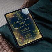 Invitation Pleine lune aquarelle Mariage céleste : Bleu et or