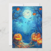 Invitation Pleine lune Blue Jack-o' Lanterns Halloween Party (Dos)