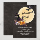 Invitation Pleine lune Cat Scary Halloween Party (Devant / Derrière)
