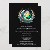 Invitation Pleine lune céleste noir vert brillant ciel noctur (Devant / Derrière)