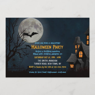 Invitation Pleine lune de l'Halloween Éffrayante