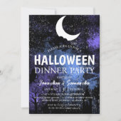 Invitation Pleine lune de nuit Simple Bats Halloween Dîner (Devant)