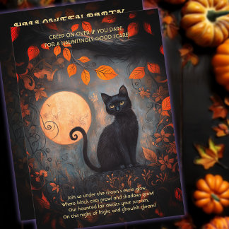 Invitation Pleine lune d'Halloween Chat noir Ornat Adult Part