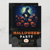 Invitation Pleine lune éffrayante sorcière Jack-O' Lanterns H (Devant / Derrière)