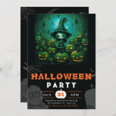 Invitation Pleine lune éffrayante sorcière Jack-O' Lanterns H (Devant / Derrière)
