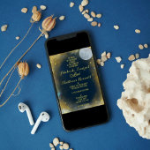 Invitation Pleine lune élégante Mariage céleste : Bleu & Or