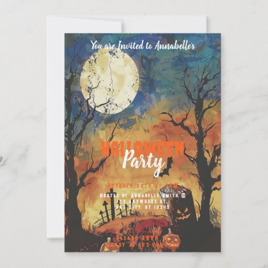 Invitation Pleine lune Graveyard Halloween Party (Devant)