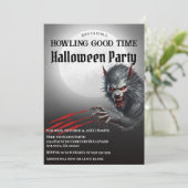 Invitation Pleine lune moderne Black Werewolf Halloween Party (Debout devant)