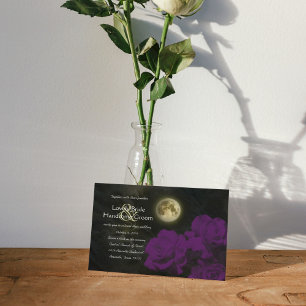 Invitation Pleine lune Profond Violet Fantôme Rose Mariage