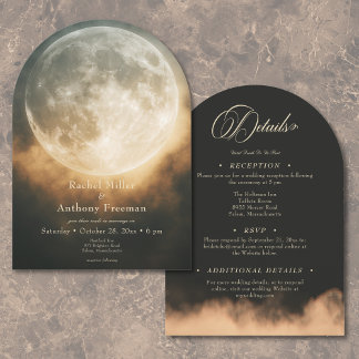 Invitation Pleine lune sombre gothique Arc Mariage à deux côt