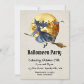 Invitation Pleine lune sorcière fête d'Halloween (Devant)