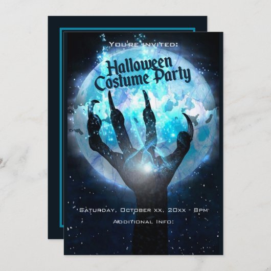 Invitation Pleine lune Transformation Parti Halloween (Devant / Derrière)