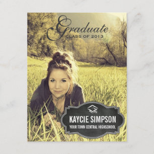 Invitation Pleine partie de diplômé de photo avec l'étiquette