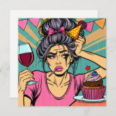 Invitation Pleure si tu veux pop art Anniversaire (Devant / Derrière)