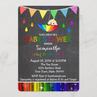 Invitation Pleuvoir l'invitation de baby shower d'arc-en-ciel
