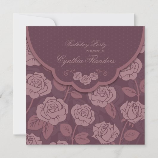 Invitation pliable Rose (Devant)