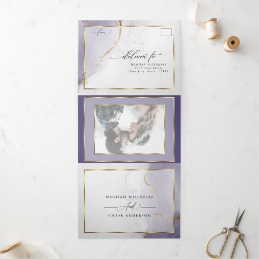 Invitation pliable triple Dusty Plum Purple (Extérieur)