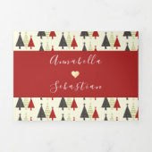 Invitation pliable triple pour mariage Hiver Rouge (Page de couverture)