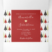 Invitation pliable triple pour mariage Hiver Rouge (Intérieur au milieu)