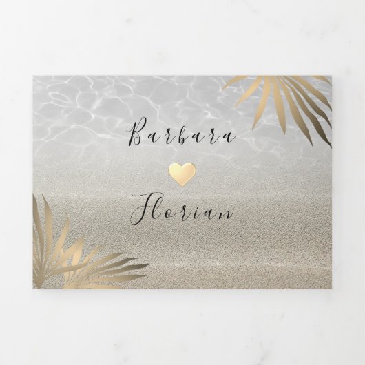 Invitation pliable triple pour mariage sur une pla (Page de couverture)