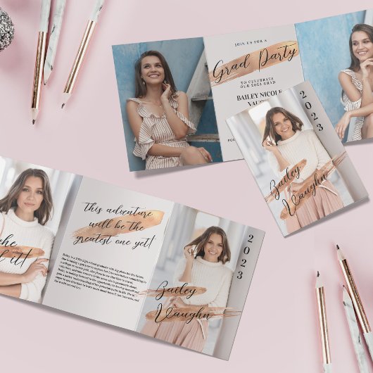 Invitation pliable triptyque de remise de diplômes