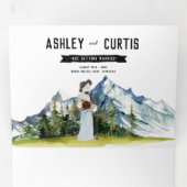 Invitation pliable triptyque pour mariage rustique (Intérieur en premier)