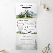 Invitation pliable triptyque pour mariage rustique (Intérieur)