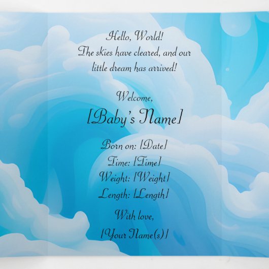 Invitation pliée à trois lettres (Intérieur au milieu)