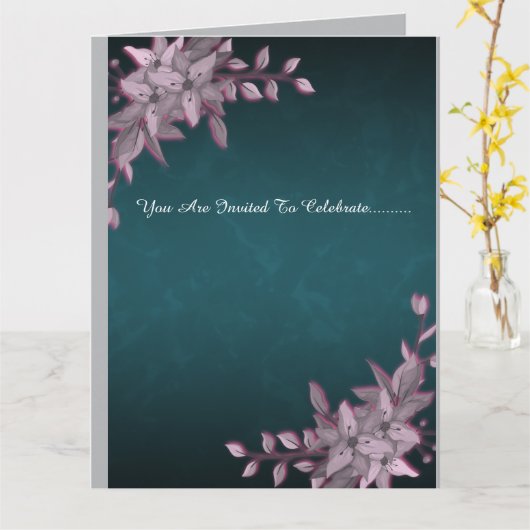 Invitation pliée élégante avec motif floral pour l (Fleur jaune)