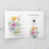 Invitation pliée Fleurs de pêcher rose jaune (Intérieur)