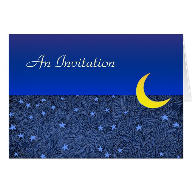 Invitation pliée personnalisée sur la lune et les  (Devant horizontal)