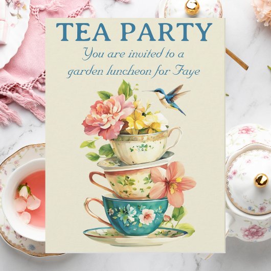 Invitation pliée Tea Party