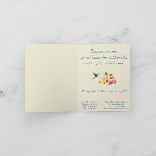 Invitation pliée Tea Party (Intérieur)