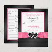 Invitation Pliés FAUX Rose Blanc Noir Réponse Mariage RSVP 2 (Devant / Derrière)