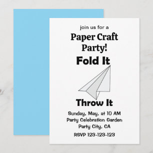Invitation Pliez-le, lancez-le, fête d'artisanat en papier av