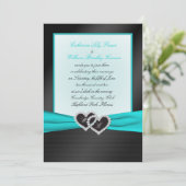 Invitation Plis noirs de satin de FAUX de monogramme avec (Debout devant)