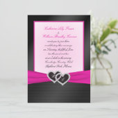 Invitation Plis noirs de satin de FAUX de monogramme avec (Debout devant)