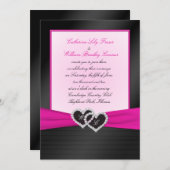 Invitation Plis noirs de satin de FAUX de monogramme avec (Devant / Derrière)