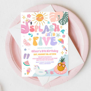 Invitation Plonge dans cinq fête d'anniversaire estivale en p