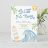 Invitation Plonge dans la fête d'anniversaire de 7 ans Beach (Debout devant)