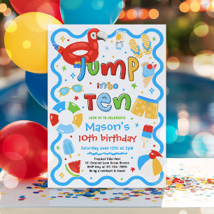 Invitation Plonge dans les dix ans d'été Fête d'anniversaire