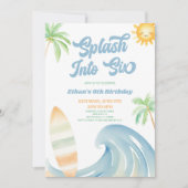 Invitation Plonge dans Six Fête d'anniversaire de 6 ans Surf (Devant)