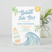 Invitation Plonge dans Six Fête d'anniversaire de 6 ans Surf (Debout devant)