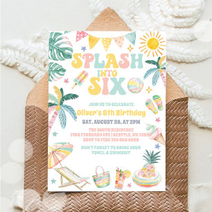 Invitation Plonge dans Six Fête de plage d'été 6e anniversair