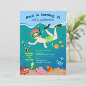 Invitation Plongée avec poissons tropicaux garçon fête d'anni (Debout devant)