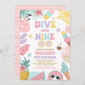 Invitation Plongée dans neuf Tropical Beach 9e fête d'anniver (Devant / Derrière)