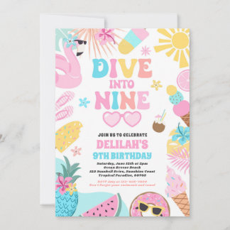 Invitation Plongée dans neuf Tropical Beach 9e fête d'anniver
