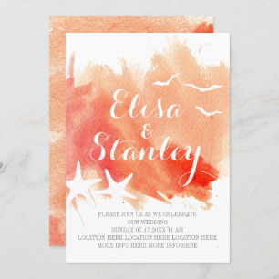 Invitation Plongée d'aquarelle de corail, mariage de plage d'